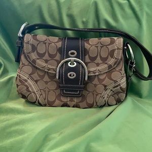 Vintage Brown Coach Canvas Signature Purse